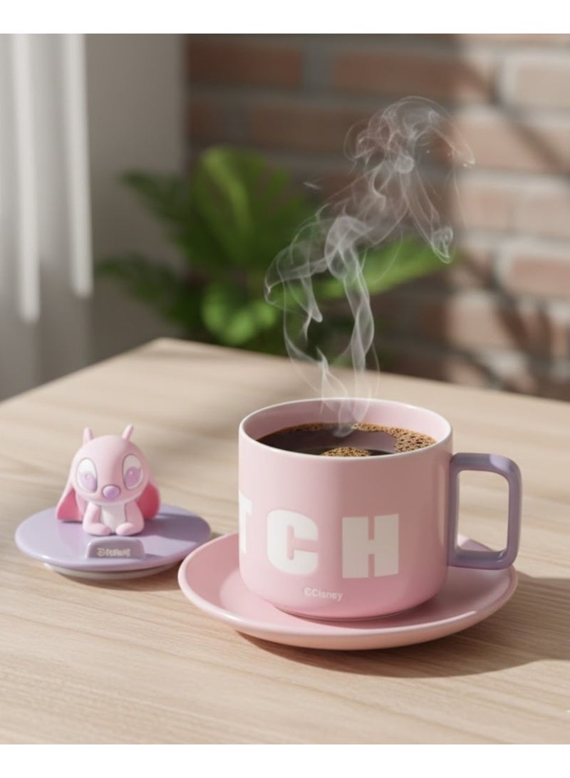 Disney Stitch Pink Ceramic Mug with Lid – Cute Cartoon Coffee Cup Gift Set with Gift Bag | Large Capacity Tea, Milk & Hot Chocolate Mug for Kids, Girls & Adults - Image 4